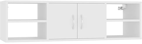 vidaXL Wall Shelf Indoor Furniture Wall-Mounted Cabinet Kitchen Shelf Bookcase Hanging TV Cabinet Display Shelf CD Cabinet Chipboard White