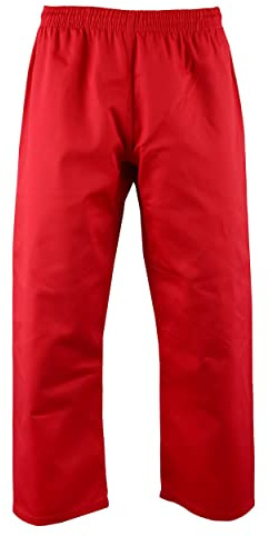 PFG Essential Solid Color Karate Pants Kids Adults Unisex Very Light Weight - Special Edition (Red, 000)