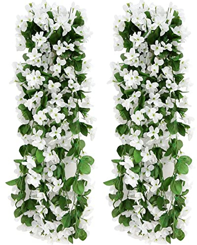 wocpvm 2 Pezzi 70 CM Fiori Artificiali fiori finti per decorazioni interno Fiori Artificiali Pendenti, per Ufficio, Decorazione Domestica, Giardino Di Casa, Festa, Matrimonio, Bianco