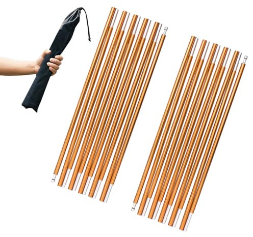 JEELAD Tent Pole Aluminium Rod Replacement Tent Pole Supporting Rod Awning Poles Kit for Outdoor Camping Hiking (A - Tent Poles - Gold, 13.25 ft)