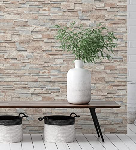 GAULAN 500127671 - Papel pintado vinílico lavable efecto imitación muro piedra pizarra con textura en relieve para pared salón cocina baño pasillo comedor - Muestra DIN A4