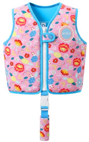 Boglia Chaleco de Natación para Niños Pequeños, flotadores Traje de Baño Flotante con Chaleco con Correa de Seguridad Ajustable Unisex