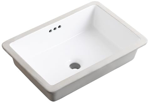 KARAMAG 50,8 cm Unterbau-Waschbecken, rechteckig, Unterbauspüle, Keramik, Unterbauspüle mit Überlauf, 50,3 x 34,8 cm, Weiß