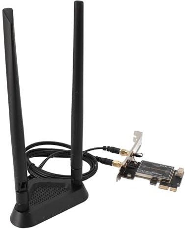 Scheda WiFi PCIE, Adattatore di Rete Wireless Bluetooth 5.2 WiFi 6E Doppia Antenna da 6000 Mbps per 11 10, per Linux, per Openwrt (con base antenna staccabile)