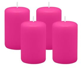 4er Set Adventskranzkerzen Fuchsia Pink Ø 50 x 80 mm