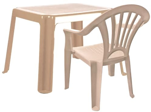 Acan Tradineur - Set de Mesa y Silla Infantil de plástico, Modelo Tipi, Estructura sólida, niños, Interior y Exterior, salón, jardín, Fabricado en España (Topo)