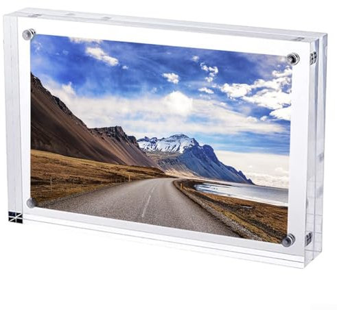 Babominimer Cornice portafoto in acrilico, trasparente, magnetica, senza cornice, 6 x 9 cm