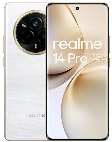realme 14 Pro 5G Smartphone, 8+256GB, Fotocamera Sony IMX882 OIS da 50MP, Dimensity 7300, Display Curvo 120Hz, Impermeabile IP69, Batteria 5260mAh, Ricarica Rapida 45W SUPERVOOC, Beige