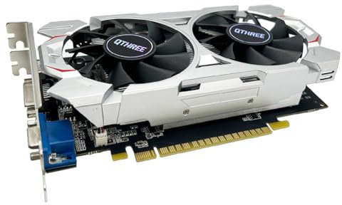QTHREE GTX 750 Ti 4GB 128-bit Tarjeta gráfica, Doble Ventilador, HDMI, VGA, DVI, Tarjeta de vídeo bajo Perfil PC, GPU de Ordenador, Bajo Consumo, PCI Express x16, DirectX 12