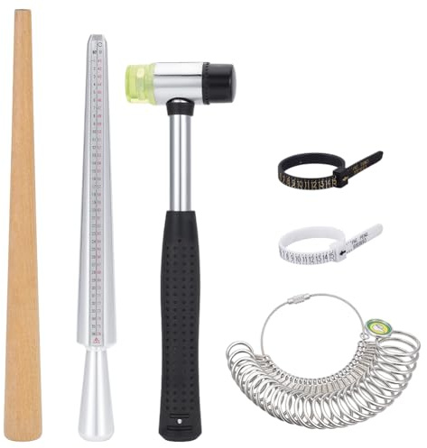 BENECREAT de Mesure de la Taille des Bagues Comprend un Calibreur de Bague un Bâton de Polissage en Bois et un à Bijoux Kit de Mesure de la Taille des Doigts pour la Fabrication