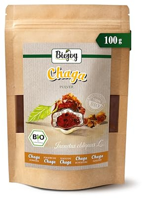 Biojoy Ekologiskt Chaga-svamppulver (100 g), torkade och finmalda Chaga-svampar, Chaga-te (Inonotus obliquus L.)