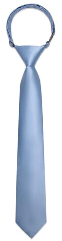 Ailisus Boys Dusty Blue Tie Silk Solid Color Pre-tied Kids Clip On Necktie Adjustable Formal Wedding School Graduation