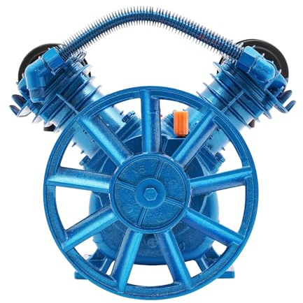 Pompe à TêTe De Compresseur D'Air Pac, TêTe De Pompe Compresseur Moteur, Outil Pneumatique 3hp, Type De Piston à Double Cylindre, Avec Silencieux, Pour SynthèSe Gaz RéFrigéRation (Bleu, 1000 tr/min)