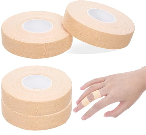 Ouligay 4 Rolls Finger Tape Extra Strong 1.5cm X 10m Athletic Tape for Fingers Sweat Sport Tapes for Outdoor Climbing Football Volleyball Golf Gymnastics Powerlifting Skin Color