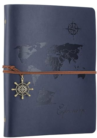 Aomiduo Cuaderno de 200 páginas en blanco, rellenable, 200 páginas, diario vintage, diario de viaje, piel sintética