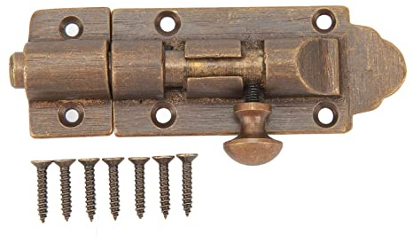 Pestillo de puerta corredera antiguo, hebilla de perno, cerradura de latón de alta dureza a prueba para muebles de armario de ventana, perno de puerta vintage con tornillos para