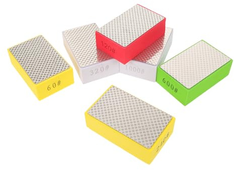 ARTSEWPLY Set 6 Blocchi Lucidanti Romboidali per Piastrelle in Ceramica e Pietra Tamponi Abrasivi Manuali Grana 60/120/240/320/600/1000 per Levigatura e Finitura Artigianale