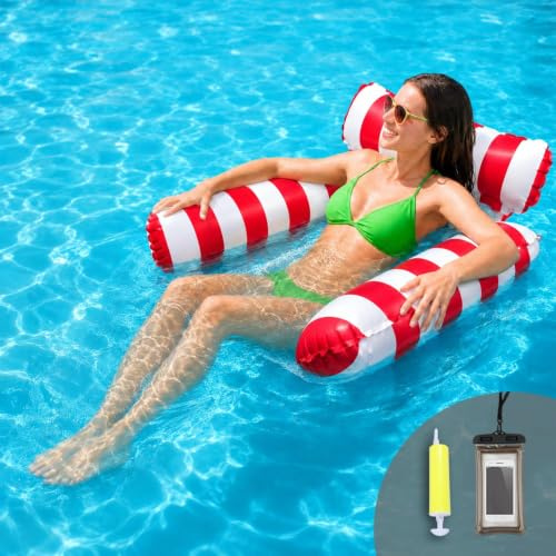 Siège de piscine, hamac flottant, hamac d'eau, jouets, matelas gonflable, fauteuil, siège d'eau, hamac de piscine, tapis de couchage pour adultes (rouge)