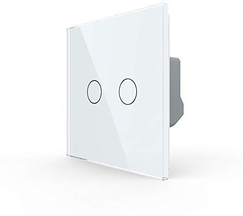 Livolo EU standard Interrupteur tactile va et vient 2 boutons écran tactile verre de luxe panneau de verre, Blanc, VL-C702S-11-A