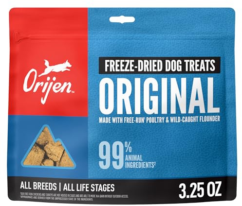 ORIJEN Grain Free High Protein Freeze Dried Dog Treats Original Recipe 3.25oz Bag