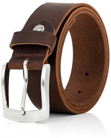 LINDENMANN Leder-Gürtel Herren 40 mm breit, Gürtel Herren Vollrindleder dunkelbraun, Größe/Size:110, Farbe/Color:braun