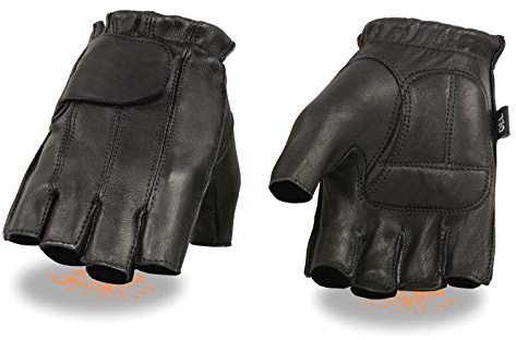 Milwaukee Motorcycle Riding Leather American Deer Skin Fingerless Gloves Very Soft Leather (Black, Large)