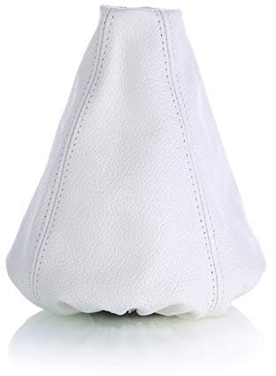 myshopx SA141-1 Soufflet de levier de vitesse en cuir véritable Blanc