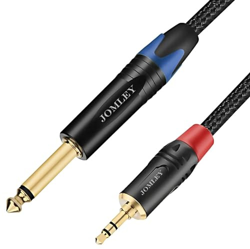 JOMLEY 3.5mm to 6.35mm Stereo Cable [6.6ft], 6.35mm TS Mono to 3.5mm TRS Mini Jack Stereo Interconnect Cable for CD Player, Speaker, Amplifier