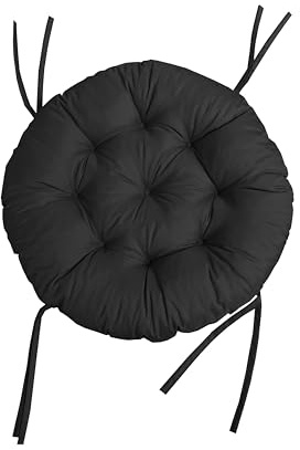 chilly pilley Papasan Cuscino Impermeabile Trapuntato Per La Poltrona In Rattan Cuscino Rotondo Da Giardino Cuscino Per Panca Con Passanti (130 Cm, Nero)