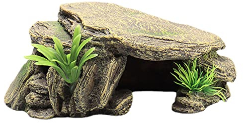 Bavokon la cachette des Reptiles - Fish Hiding Cave Aquarium Turtle Reptile Basking HiHabitat Shelter - Abris sûrs amphibies vifs pour la décoration Terrarium d'aquarium Tortue