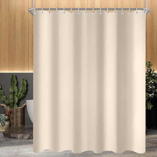 Cortina da doccia Lerores 240 x 180 cm (94 x 70 pollici) colore beige, tenda da bagno in poliestere lavabile e impermeabile con orlo pesante e antimuffa, per vasca da bagno, con 16 ganci per
