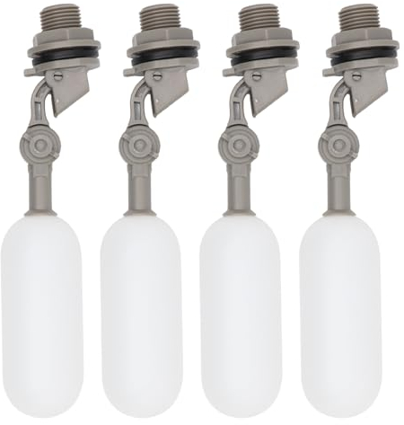 Svauoumu Schwimmerventil 1/2 Zoll, 4 Stück Schwimmerventil, selbstfüllendes Schwimmerventil aus Kunststoff mit verstellbarem Arm für Viehtränkebecken, Aquarien, Aquakultur (grau)