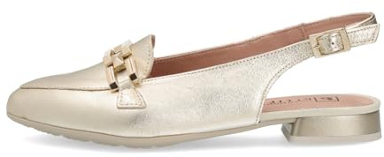 PITILLOS - Bailarinas con tacón bajo,destalonadas,clásica,Lisa,Adorno,Cadena,Punta Fina,mocasín,Suela de Goma, para: Mujer Color: Oro Talla:39