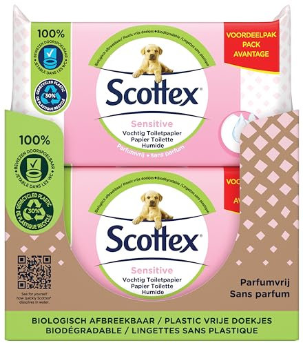 Scottex Sensitive Wet Toilet Paper 38 Services (38 Services x 12 Packs, Total 456 Services)