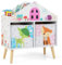 DREAMADE Kinderregal mit 4 Fächer und 2 Aufbewahrungsboxen, Spielzeugregal Spielzeugkiste Spielzeug-Organizer, Kinder Bücherregal mit Kiefernholz-Beine für Kinderzimmer Spielzimmer Kindergarten