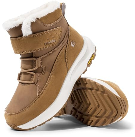 FitVille Botas de Invierno para Mujer Extra Anchas Zapatos de Nieve con Forro cálido Impermeables Botas con caña Corta Antideslizantes para Exteriores Marrón 42.5 EU Ancho