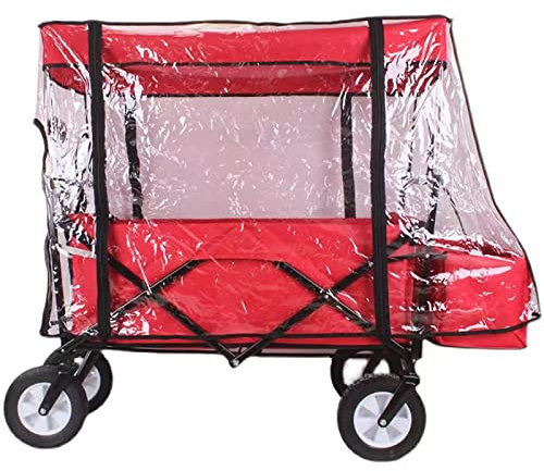 ABBNIA Clear Push Pull Folding Wagon Rain Cover - Protective Canopy for Outdoor Camping and Shopping - Kids Trolley Cart Accessories