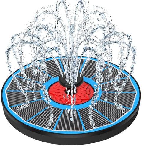 SZMP Fontaine Solaire Verre Matériel, 2025 Upgrade 3.5W Flottant Extérieur Fontaine Pompe Bassin avec 8 Buses & 4 Tiges Fixes pour Bain d'oiseaux, Étang, Piscine, Jardin Fontaine,Décoration de Jardin