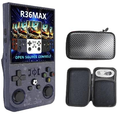 R36 Max - Console de Jeu Portable Améliorée, Système Linux Open Source, 15 000 Jeux Rétro, Écran IPS 3,5, Carte TF 64 Go (Gris)