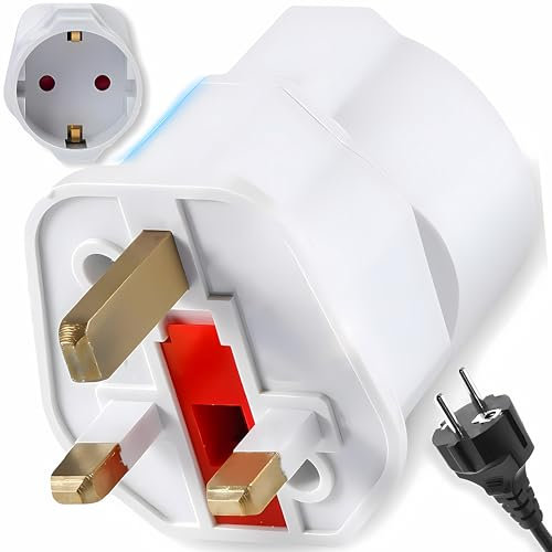 Retoo Adaptador de enchufe adaptador de enchufe múltiple enchufe Schuko con toma con contacto de tierra adaptador de enchufe compatible para oficina, hogar o viaje fusible incorporado estándar CE 3000