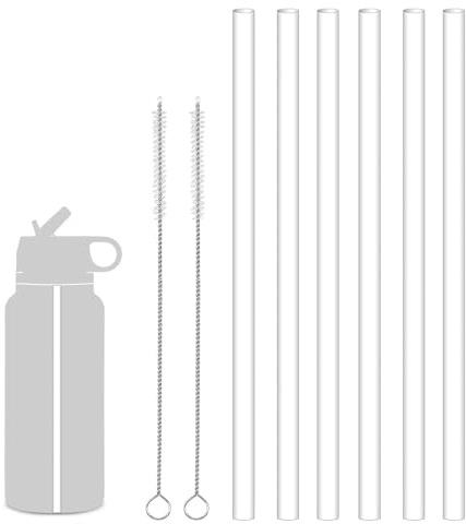 Replacement Plastic Straws Reusable Drinking Starws Compatible with Hydro Flask Water Bottle 18-64oz and Other Brands with 2 Straw Brushes, Non Toxic Clear Straws