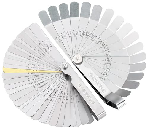 Spurtar 2 Stk. Fühlerlehren-Set 32-Blatt gerade Fühlerlehre und 16-Blatt gekröpfte Fühlerlehre Füllerlehre SAE Metrisch Füllerlehren-Set Fühlerlehren für Ventile, Gitarre, Zündkerze, Kolben messen
