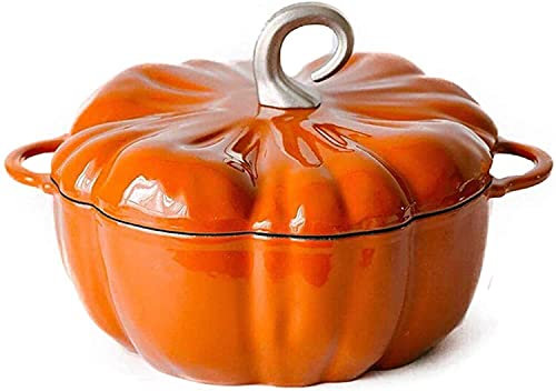 LULUMAIC Casserole Dishes with Lids Soup Casserole Cocotte Casserole Dish Cute Pumpkin With Lid Stew Pot Cast Iron Good Sealing for All Heat Source Soup Pot 3.76L Casserole Dishes