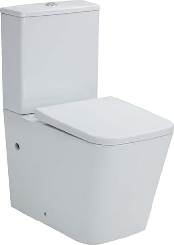 sanicomfort Stand-WC Kombination Aliki Square spülrandlos, inkl. WC-Sitz und Spülkasten mit waagerechtem Abgang