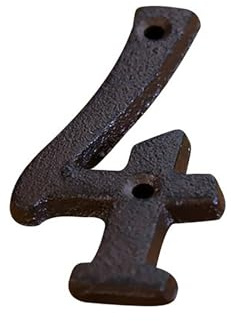 Números casa 2,95 pulgadas con tornillos - Número puerta moderno metal, números y letras hierro fundido, cartel dirección, para buzón exterior, apartamento, hotel, decoración pared, jardín(4)