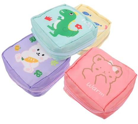 YOSADIER 4 Piezas Bolsa de Almacenamiento de Compresas Sanitarias Adorable de Dibujos Animados Bolsa Portátil Multifuncional para Monedas y Maquillaje para Uso Femenino