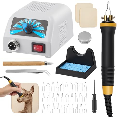 Brandmalstation, Brandmalerei Set, Holzverbrennungsset 280-800°C mit 30 Spitzen - Pyrographie Set für Holz & Leder, Temperaturregelung Lötstation Lötkolben Set für Anfänger & Profis DIY