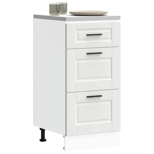 YunCangg Porto köksunderskåp, vitt, trämaterial, 40 x 46 x 81,5 cm, justerbara fötter, köksskåp, förvaringsutrymme