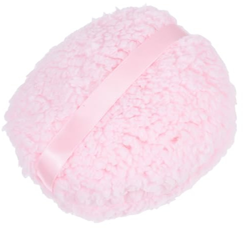 Borla de Polvo Rosa Grande de Lana y Algodón para Cuerpo y Rostro
