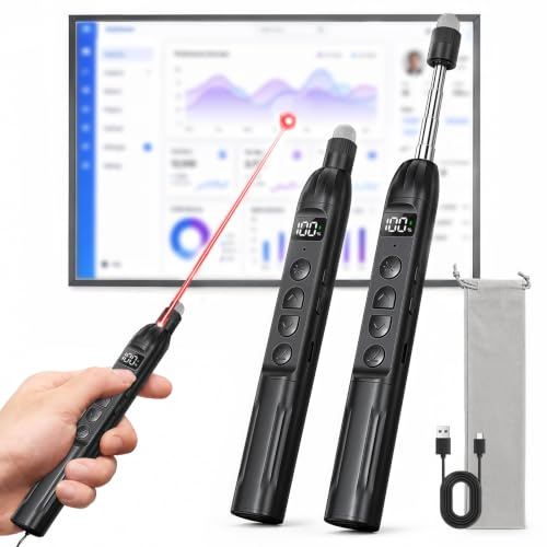 Sonnenspark Télécommande Ordinateur Powerpoint, Laser Pointeur, Stylet | Portée 100m, Vibration+Alerte, Pointeur Télescopique, USB-A, Pointeur Laser Powerpoint, pour Profs, Conférenciers & Réunions